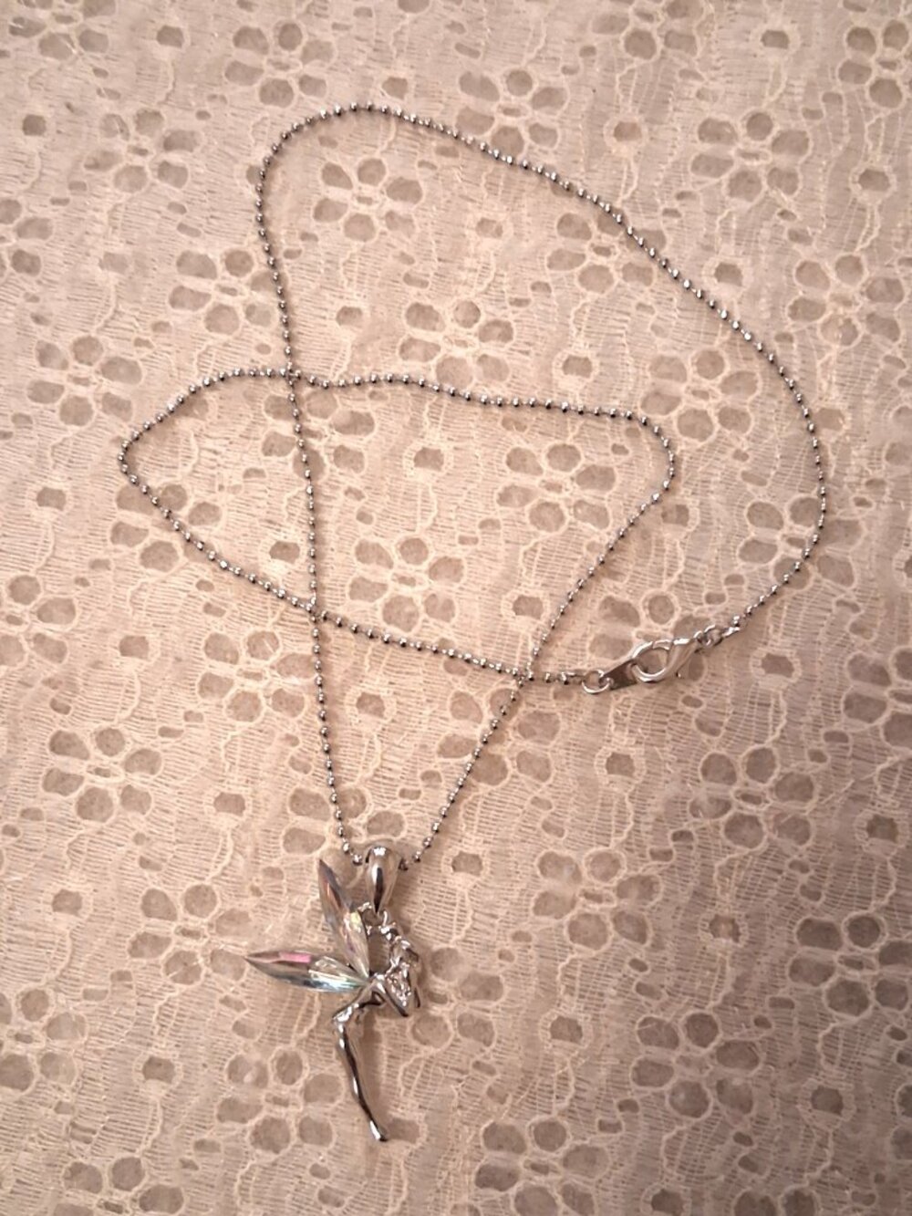 Vintage Artistic Ballerina Pendant White Austrian Crystal Silver-Plated Necklace - Picture 7 of 10